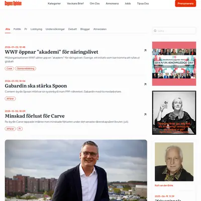 Dagensopinion.se startsida 2026