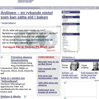 Dagens PS, www.dagensps.se startsida 2003