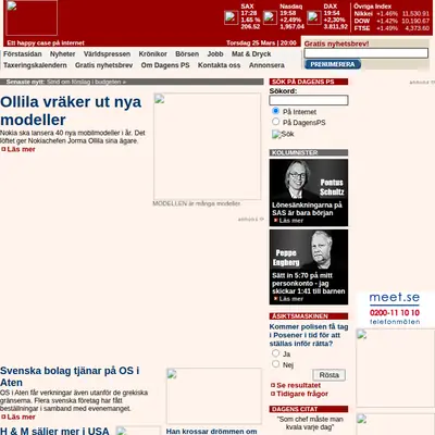 Dagens PS, www.dagensps.se startsida 2004