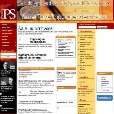 Dagens PS, www.dagensps.se startsida 2005