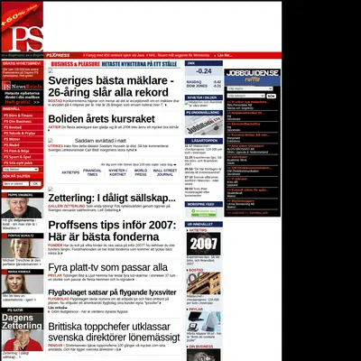 Dagens PS, www.dagensps.se startsida 2007