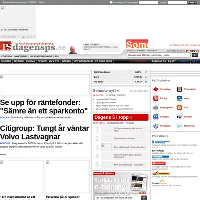 Dagens PS, www.dagensps.se startsida 2009