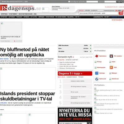 Dagens PS, www.dagensps.se startsida 2010