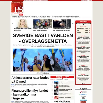 Dagens PS, www.dagensps.se startsida 2011