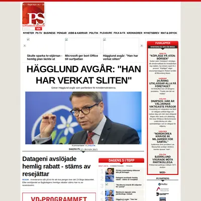 Dagens PS, www.dagensps.se startsida 2015