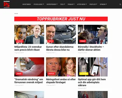 Dagens PS, www.dagensps.se startsida 2017