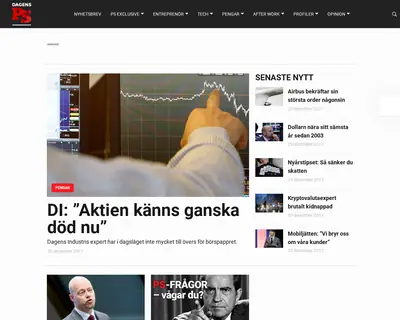 Dagens PS, www.dagensps.se startsida 2018