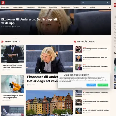 Dagens PS, www.dagensps.se startsida 2020