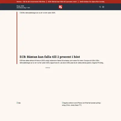 Dagens PS, www.dagensps.se startsida 2025