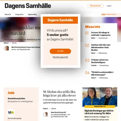 https://www.dagenssamhalle.se startsida 2020