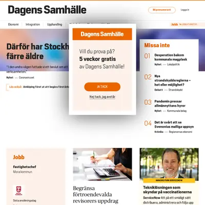 https://www.dagenssamhalle.se startsida 2021