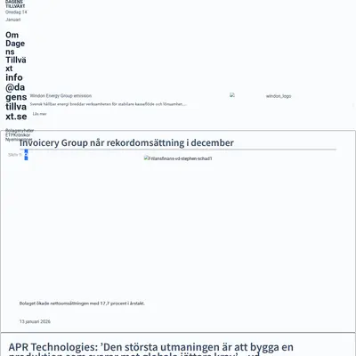 Dagens Tillväxt startsida 2026