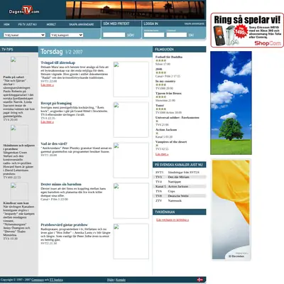 DagenTV startsida 2007