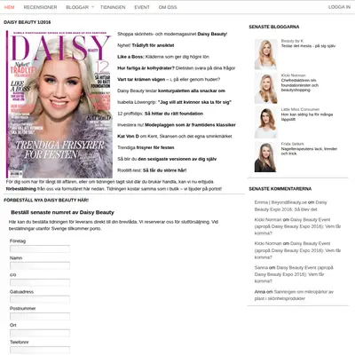 Daisy Beauty startsida 2016