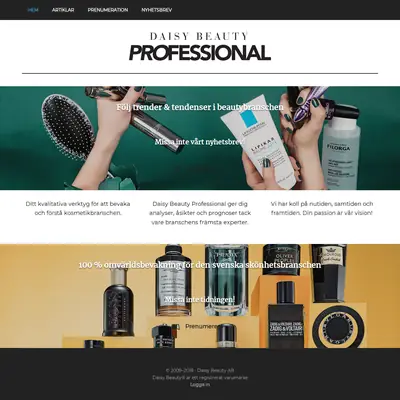 Daisy Beauty Professional startsida 2018