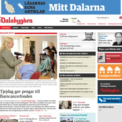 www.dalabygden.se startsida 2013