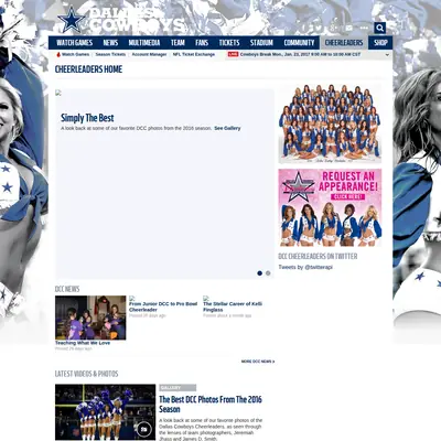 Dallas Cowboys Cheerleaders startsida 2017