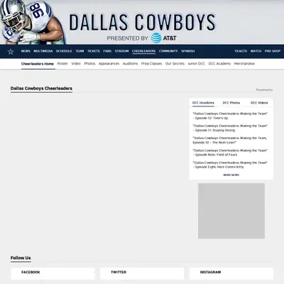 Dallas Cowboys Cheerleaders startsida 2019