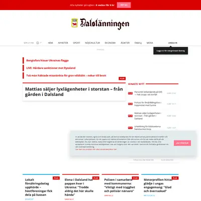 www.dalslanningen.se startsida 2022