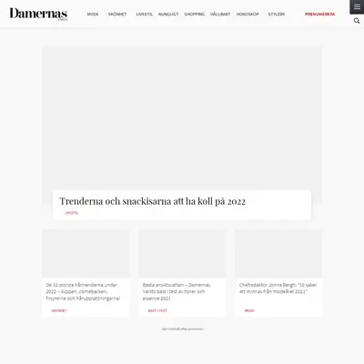 Damernas Värld startsida 2022