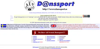 SVENSK DANSSPORT startsida 1997