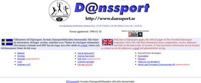 SVENSK DANSSPORT startsida 1998
