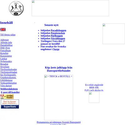 SVENSK DANSSPORT startsida 2001