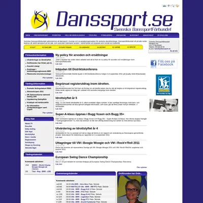 SVENSK DANSSPORT startsida 2011
