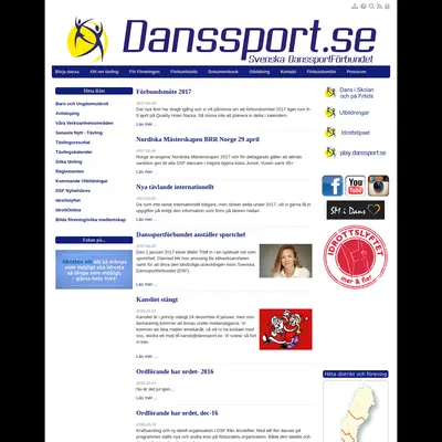 SVENSK DANSSPORT startsida 2017