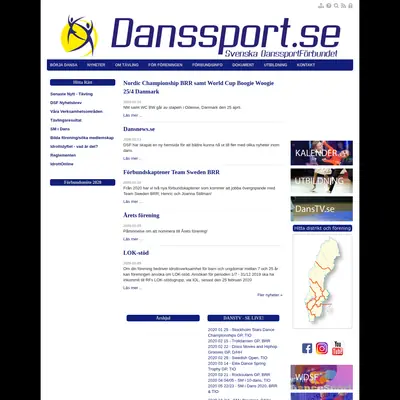 SVENSK DANSSPORT startsida 2020