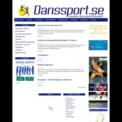 SVENSK DANSSPORT startsida 2021