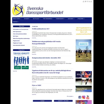SVENSK DANSSPORT startsida 2022