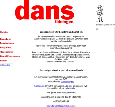 Danstidningen startsida 2004