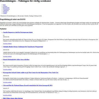 Danstidningen startsida 2016