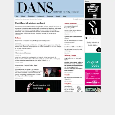 Danstidningen startsida 2020