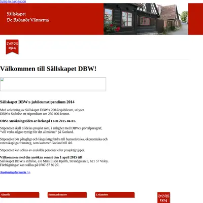 dbw1814.se startsida 2015