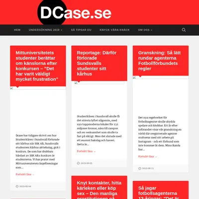 Dcase.se startsida 2019