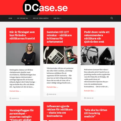Dcase.se startsida 2020
