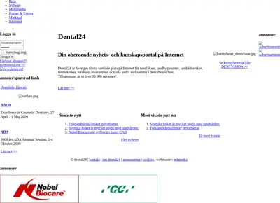 dental24.se startsida 2008