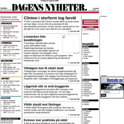 Dagens Nyheter startsida 2000