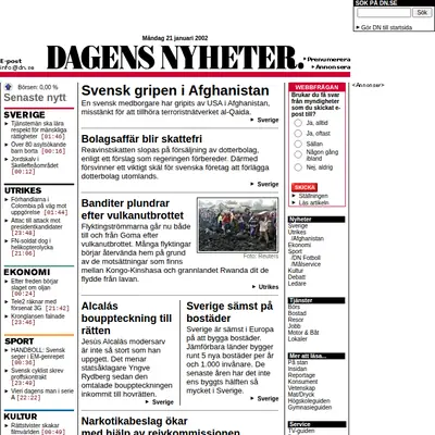 Dagens Nyheter startsida 2002