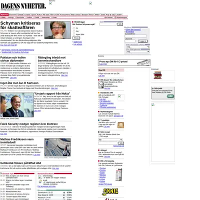 Dagens Nyheter startsida 2003