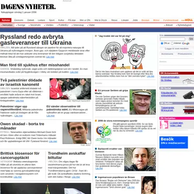 Dagens Nyheter startsida 2006