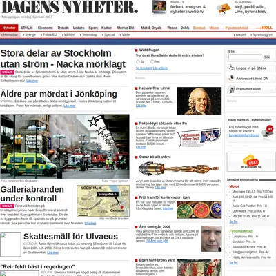 Dagens Nyheter startsida 2007