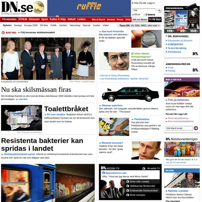 Dagens Nyheter startsida 2009
