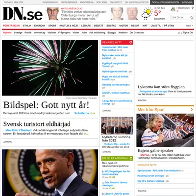 Dagens Nyheter startsida 2013