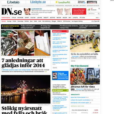 Dagens Nyheter startsida 2014