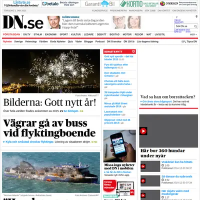 Dagens Nyheter startsida 2015