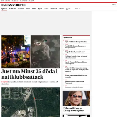 Dagens Nyheter startsida 2017