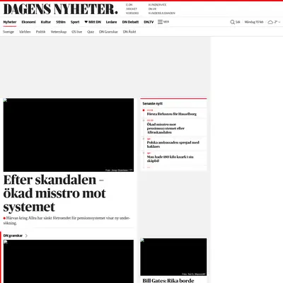 Dagens Nyheter startsida 2018